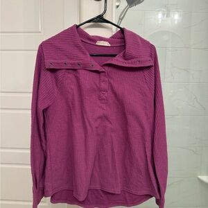 Pink and Purple Long Sleeve Boxy Button Down Top